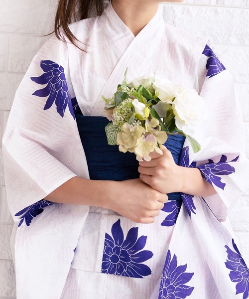 KYOETSU（キョウエツ）の「簡単着付け セパレート 浴衣 女の子 2点セット( セパレート浴衣 + 帯 )（浴衣・キッズ・ブラック系その他2/ブラック系その他4/グリーン系その他2/ブルー系その他2/ブルー系その他3/ブルー系その他4/ブルー系その他5/ブルー系その他6/パープル系その他/パープル系その他2/ホワイト系その他/グリーン系その他/ブラック系その他/ブラック系その他3/ピンク系その他/ブルー系その他/その他12/その他4/その他7/その他9/その他6/その他8/その他10/その他1/その他2/その他3/その他5/その他11・130/140/150/120/110）」の2枚目の写真