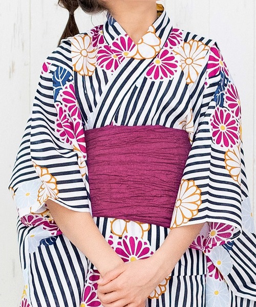 KYOETSU（キョウエツ）の「簡単着付け セパレート 浴衣 女の子 2点セット( セパレート浴衣 + 帯 )（浴衣・キッズ・ブラック系その他2/ブラック系その他4/グリーン系その他2/ブルー系その他2/ブルー系その他3/ブルー系その他4/ブルー系その他5/ブルー系その他6/パープル系その他/パープル系その他2/ホワイト系その他/グリーン系その他/ブラック系その他/ブラック系その他3/ピンク系その他/ブルー系その他/その他12/その他4/その他7/その他9/その他6/その他8/その他10/その他1/その他2/その他3/その他5/その他11・130/140/150/120/110）」の3枚目の写真