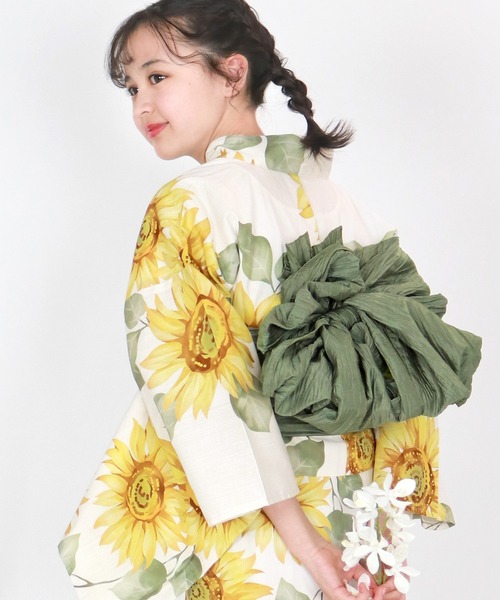 キョウエツ　二部式浴衣　セパレート浴衣　かんたん浴衣　イエロー　黄色　花柄 キョウエツ 二部式浴衣 セパレート浴衣 かんたん浴衣 イエロー 黄色 花柄