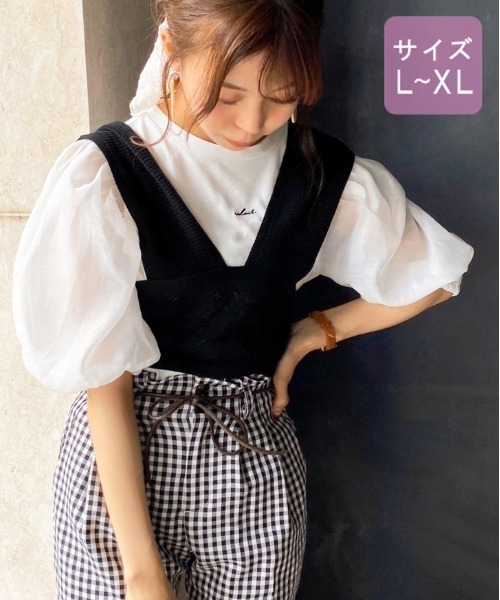 apres jour（アプレジュール）の「【大きいサイズ】透かしビスチェ×シアーＴセット【ZOZOTOWN限定アイテム】（Tシャツ/カットソー・レディース・モカ/ミント/ベージュ/ブラック・X-LARGE）」の2枚目の写真