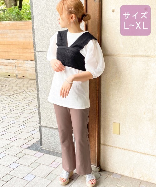 apres jour（アプレジュール）の「【大きいサイズ】透かしビスチェ×シアーＴセット【ZOZOTOWN限定アイテム】（Tシャツ/カットソー・レディース・モカ/ミント/ベージュ/ブラック・X-LARGE）」の9枚目の写真