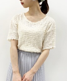 one after another NICE CLAUP | バックリボンしぼしぼTシャツ(Tシャツ/カットソー)