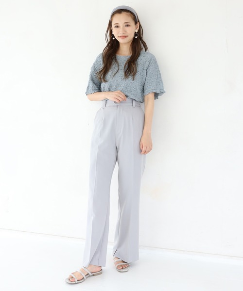 one after another NICE CLAUP（ワンアフターアナザーナイスクラップ）の「バックリボンしぼしぼTシャツ（Tシャツ/カットソー・レディース・ブラック/ベージュ/オフホワイト/ブルーグレー・FREE）」の18枚目の写真