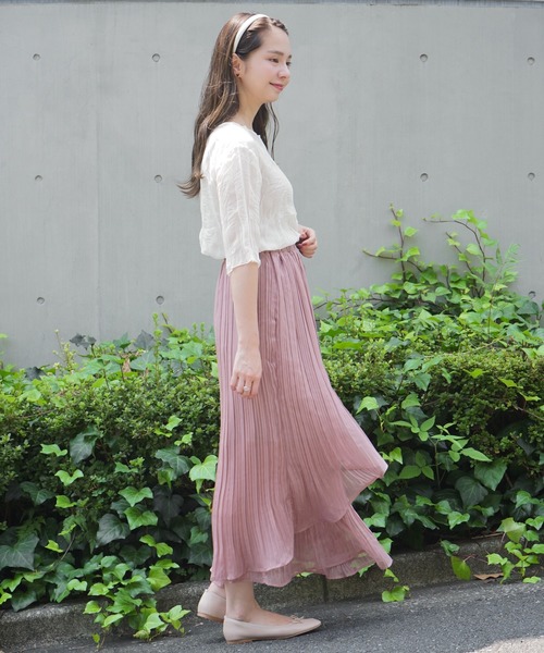 VALENTINO ROMA フラワープリーツスカート IVORY