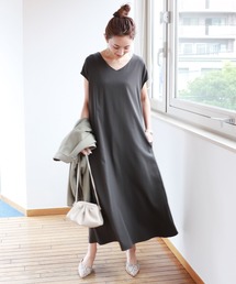 コットン2way背中リボンフレアワンピース