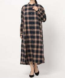 フロントボタンフレアシャツワンピース●*