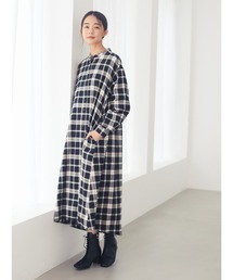 フロントボタンフレアシャツワンピース●＊