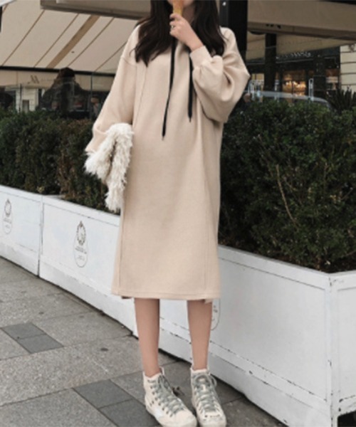 セール ワッフル地 フーディーミドル丈ワンピース Ama ワンピース Gossip ロサンゼルス ゴシップロサンゼルス のファッション通販 Zozotown