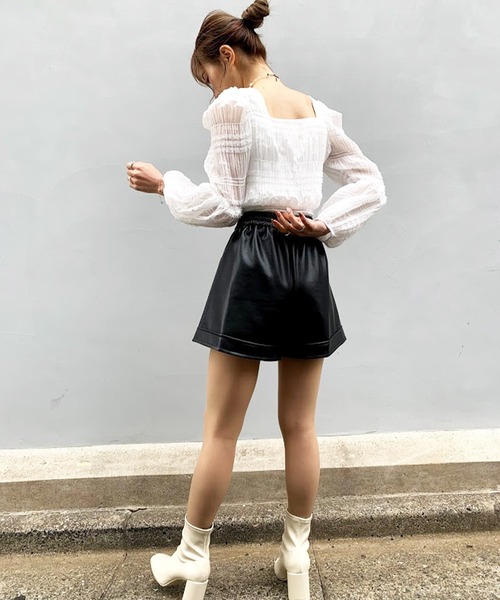 ココ　【SACRA】フェイクレザー ショートパンツ フェイクレザー ショートパンツ レディース[品番：AGCW0002658