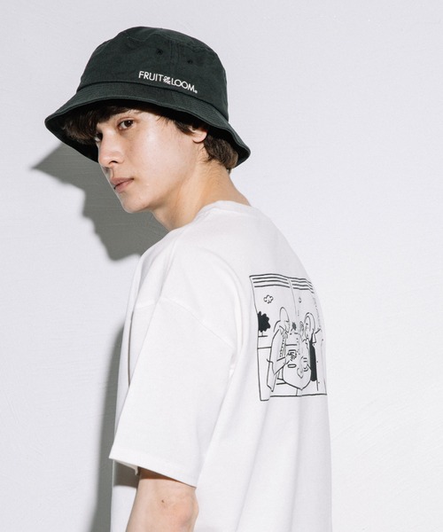 FRUIT OF THE LOOM（フルーツオブザルーム）の「LOGO EMB BUCKET HAT / バケット / ハット / シンプル / ベーシック / カジュアル  / ユニセックス / 刺繍 / ロゴ（ハット・レディース・ホワイト/クリーム/サックスブルー/インディゴブルー/パープル/ピンク/ベージュ/ブラック/ブラック系その他/ブルー/グリーン系その他/サーモンピンク・FREE）」の13枚目の写真