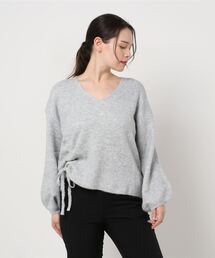 Sustainable atmos pink / アシメシャーリングニット