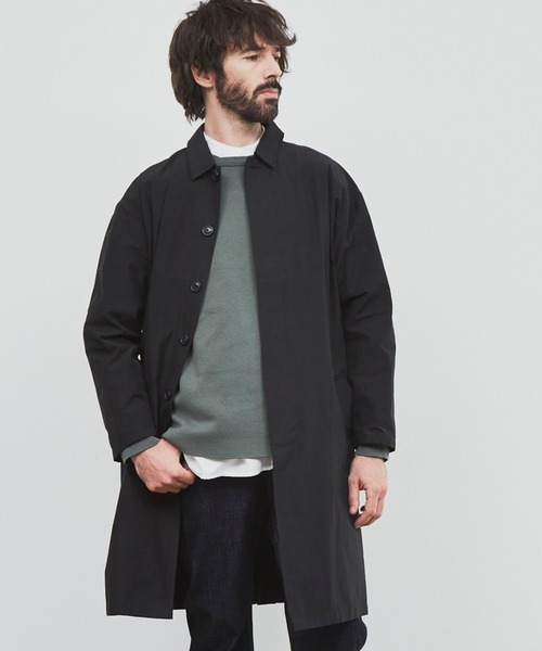 YARD PLUS（ヤードプリュス）の「YARD PLUS ルーズフィットステンカラーコート（ステンカラーコート・メンズ・カーキ/ブラック・MEDIUM/LARGE）」の2枚目の写真