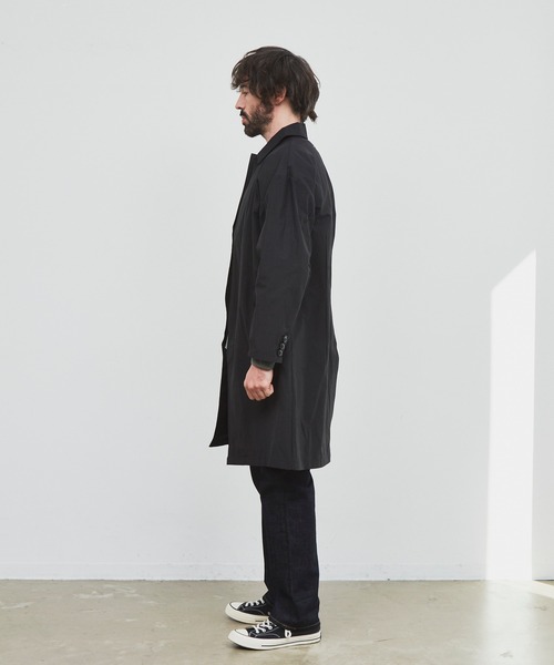 YARD PLUS（ヤードプリュス）の「YARD PLUS ルーズフィットステンカラーコート（ステンカラーコート・メンズ・カーキ/ブラック・MEDIUM/LARGE）」の4枚目の写真