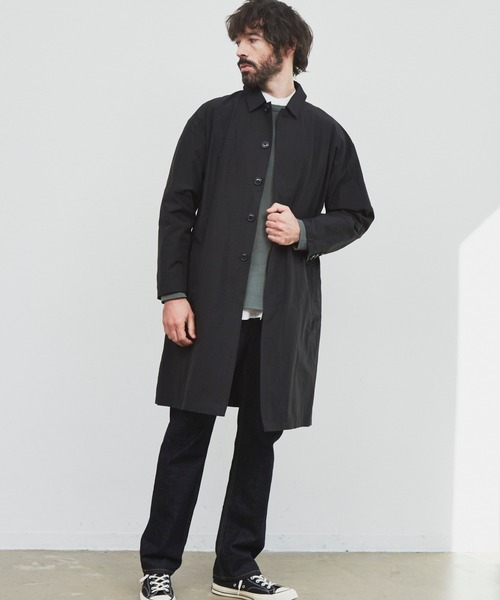 YARD PLUS（ヤードプリュス）の「YARD PLUS ルーズフィットステンカラーコート（ステンカラーコート・メンズ・カーキ/ブラック・MEDIUM/LARGE）」の7枚目の写真
