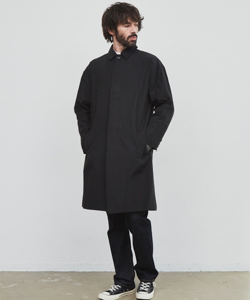 YARD PLUS（ヤードプリュス）の「YARD PLUS ルーズフィットステンカラーコート（ステンカラーコート・メンズ・カーキ/ブラック・MEDIUM/LARGE）」の9枚目の写真