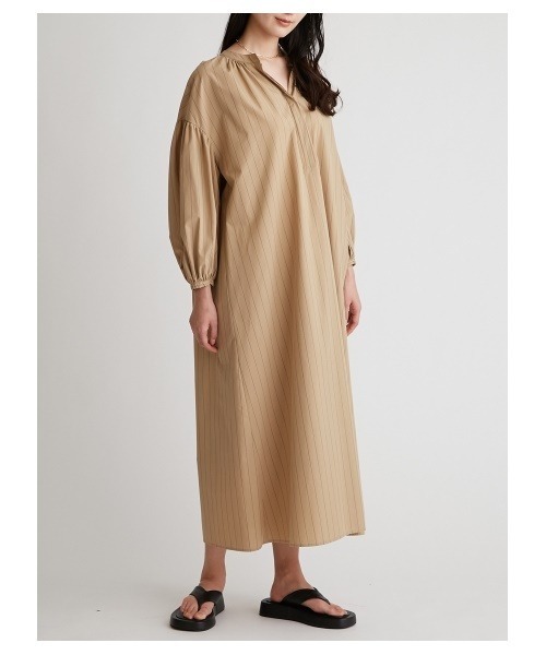 Mila Owen（ミラオーウェン）の「袖ボリュームロングシャツワンピース（ワンピース・レディース・チャコールグレー/ホワイト/ストライプ・0/1）」の8枚目の写真