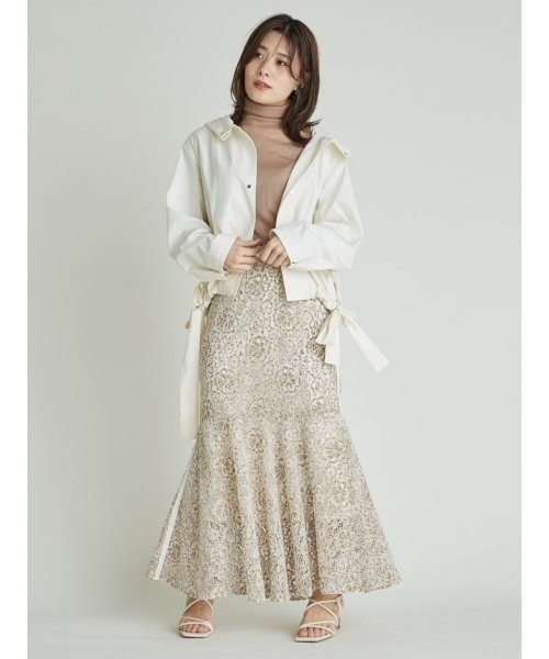 美品✨ フレイアイディー カシミヤ混 ニット タートルネックレース ワンピース FRAY I.D（フレイアイディー）の「ストレッチレースロング