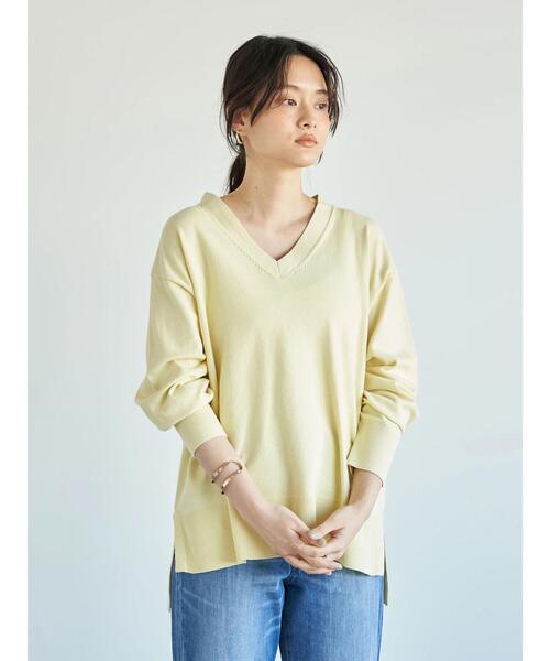 AMERICAN HOLIC（アメリカンホリック）の「Vネックバックリブニットプルオーバー（ニット/セーター・レディース・ライトイエロー/ネイビー/グレイッシュベージュ/アイボリー/ライトピンク・M/L）」の17枚目の写真