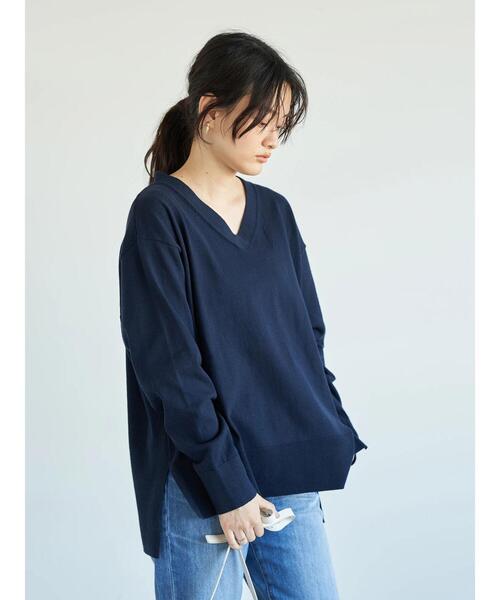 AMERICAN HOLIC（アメリカンホリック）の「Vネックバックリブニットプルオーバー（ニット/セーター・レディース・ライトイエロー/ネイビー/グレイッシュベージュ/アイボリー/ライトピンク・M/L）」の20枚目の写真