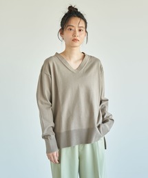 AMERICAN HOLIC | Vネックバックリブニットプルオーバー(ニット/セーター)