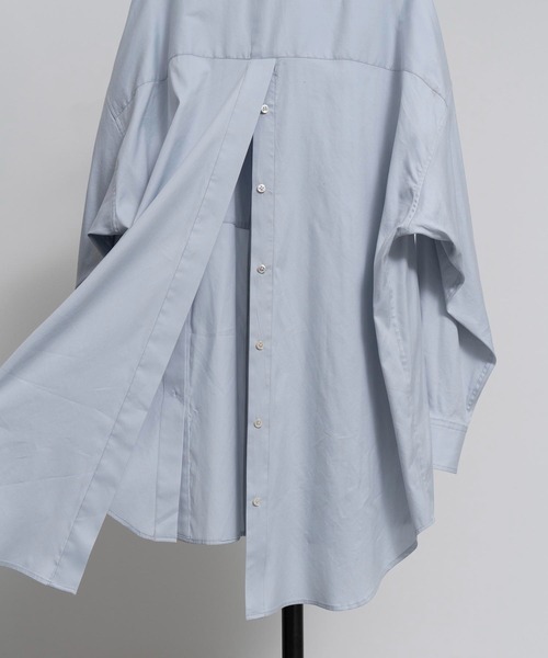 MAISON SPECIAL（メゾンスペシャル）の「《ユニセックスアイテム》コットンシルクプライムオーバースリットロングシャツ 【MAISON SPECIAL/メゾンスペシャル】（シャツ/ブラウス・メンズ・ブラウン/サックスブルー/ホワイト/ブラック・44/46）」の11枚目の写真
