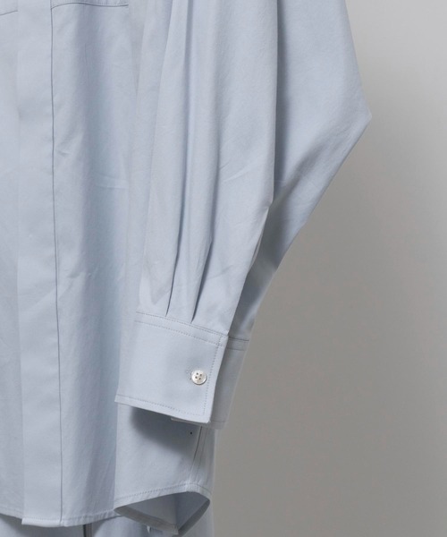 MAISON SPECIAL（メゾンスペシャル）の「《ユニセックスアイテム》コットンシルクプライムオーバースリットロングシャツ 【MAISON SPECIAL/メゾンスペシャル】（シャツ/ブラウス・メンズ・ブラウン/サックスブルー/ホワイト/ブラック・44/46）」の12枚目の写真