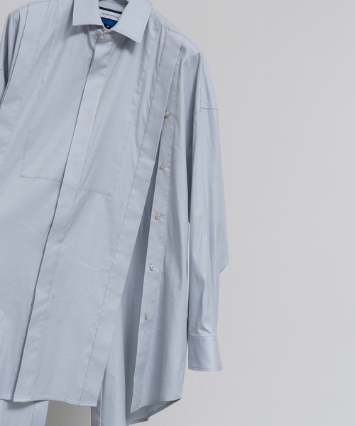 MAISON SPECIAL（メゾンスペシャル）の「《ユニセックスアイテム》コットンシルクプライムオーバースリットロングシャツ 【MAISON SPECIAL/メゾンスペシャル】（シャツ/ブラウス・メンズ・ブラウン/サックスブルー/ホワイト/ブラック・44/46）」の5枚目の写真