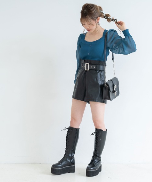 Newlyme(ニューリーミー)の「シアードッキングトップス(ニット/セーター・レディース・ブルー/ブラック/ホワイト/ベージュ・FREE)」の6枚目の写真