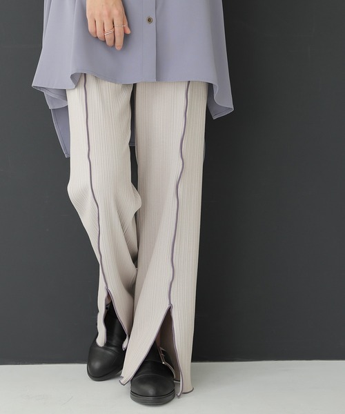 n'OrLABEL（ノアールレーベル）の「【廃盤】『センターラインスリットリブパンツ』（その他パンツ・レディース・ミント/ブラック/ライトグレー/ピンク/モカ/パープル/ライトグリーン/グレイッシュブルー・1/2）」の2枚目の写真