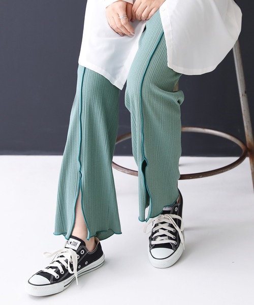 n'OrLABEL（ノアールレーベル）の「【廃盤】『センターラインスリットリブパンツ』（その他パンツ・レディース・ミント/ブラック/ライトグレー/ピンク/モカ/パープル/ライトグリーン/グレイッシュブルー・1/2）」の5枚目の写真