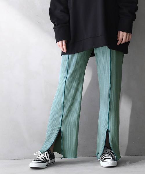 n'OrLABEL（ノアールレーベル）の「【廃盤】『センターラインスリットリブパンツ』（その他パンツ・レディース・ミント/ブラック/ライトグレー/ピンク/モカ/パープル/ライトグリーン/グレイッシュブルー・1/2）」の9枚目の写真