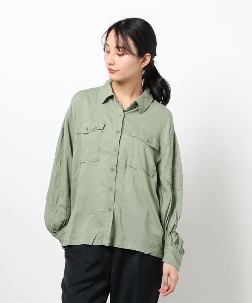 RAG MACHINE（ラグマシーン）の「【RAG MACHINE】ミリタリーシャツアウター（シャツ/ブラウス・レディース・ベージュ/オリーブ/パープル・L/M）」の7枚目の写真