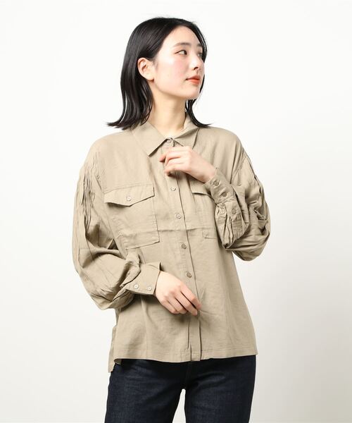 RAG MACHINE（ラグマシーン）の「【RAG MACHINE】ミリタリーシャツアウター（シャツ/ブラウス・レディース・ベージュ/オリーブ/パープル・L/M）」の6枚目の写真