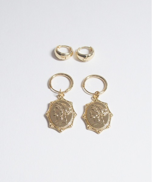 Ms.yuu by Nothing And Others（ミスユーバイナッシングアンドアザーズ）の「【Msyuu/ミスユー】Coin Motif Pierce Set / コインモチーフピアスセット（ピアス（両耳用）・レディース・シルバー/ゴールド・FREE）」の8枚目の写真