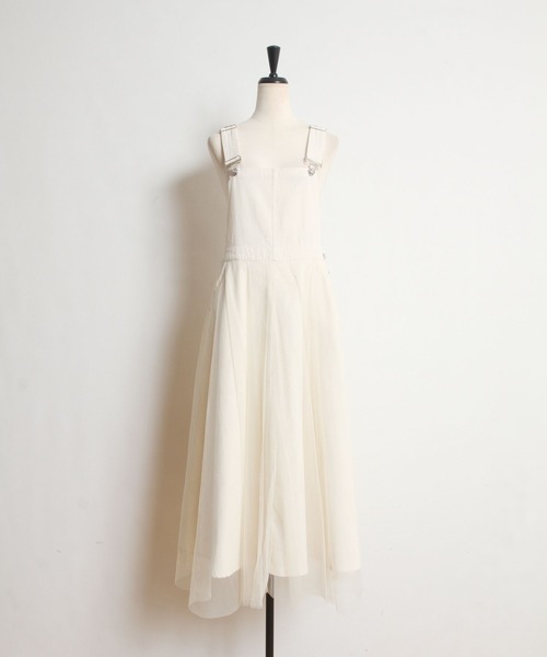 tocco closet（トッコ　クローゼット）の「【ZOZO限定】チュールドッキングジャンスカワンピース（ジャンパースカート・レディース・アイボリー/ミント・M）」の5枚目の写真