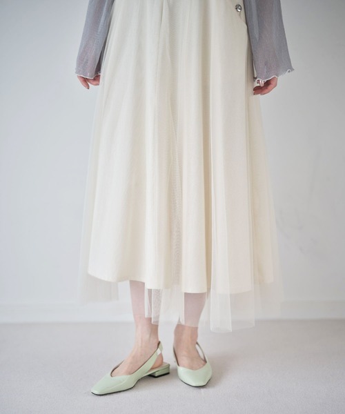 tocco closet（トッコ　クローゼット）の「【ZOZO限定】チュールドッキングジャンスカワンピース（ジャンパースカート・レディース・アイボリー/ミント・M）」の8枚目の写真