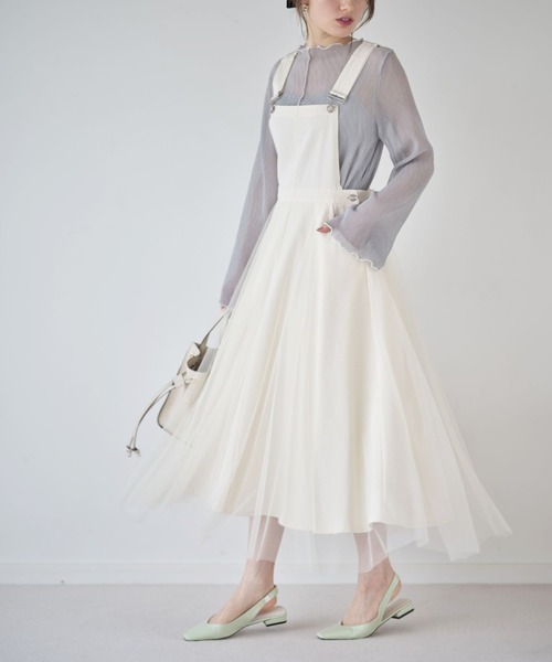 tocco closet（トッコ　クローゼット）の「【ZOZO限定】チュールドッキングジャンスカワンピース（ジャンパースカート・レディース・アイボリー/ミント・M）」の7枚目の写真