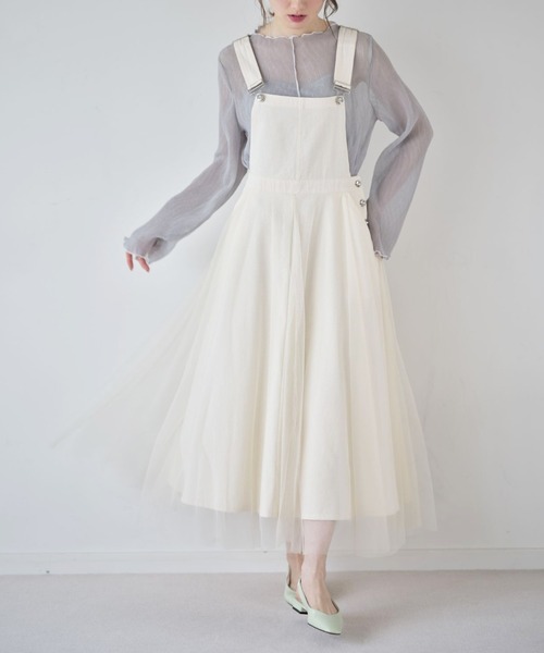 tocco closet（トッコ　クローゼット）の「【ZOZO限定】チュールドッキングジャンスカワンピース（ジャンパースカート・レディース・アイボリー/ミント・M）」の11枚目の写真