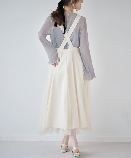 tocco closet（トッコ　クローゼット）の「【ZOZO限定】チュールドッキングジャンスカワンピース（ジャンパースカート・レディース・アイボリー/ミント・M）」の12枚目の写真