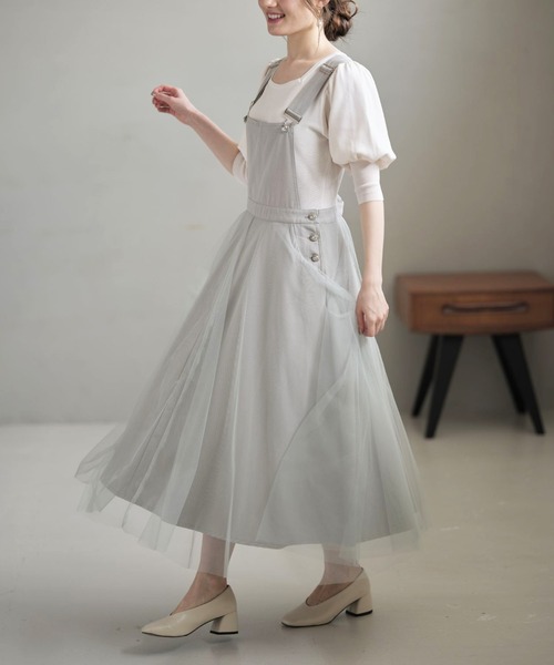 tocco closet（トッコ　クローゼット）の「【ZOZO限定】チュールドッキングジャンスカワンピース（ジャンパースカート・レディース・アイボリー/ミント・M）」の20枚目の写真