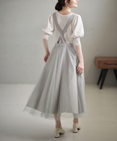 tocco closet（トッコ　クローゼット）の「【ZOZO限定】チュールドッキングジャンスカワンピース（ジャンパースカート・レディース・アイボリー/ミント・M）」の13枚目の写真