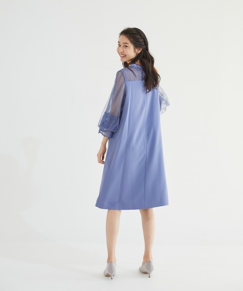 Rewde(ルゥデ)の「ハイネックレース切替ドレス(0R04-A2150)(ドレス・レディース・グリーン/ネイビー/ダークブルー・L/M)」の6枚目の写真