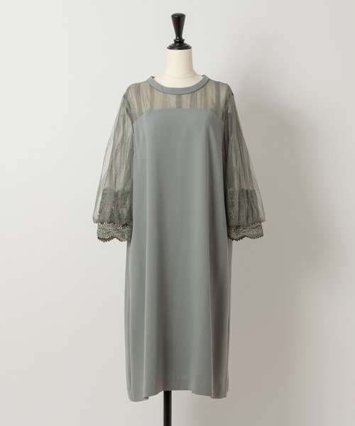 Rewde(ルゥデ)の「ハイネックレース切替ドレス(0R04-A2150)(ドレス・レディース・グリーン/ネイビー/ダークブルー・L/M)」の22枚目の写真