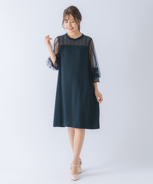 Rewde(ルゥデ)の「ハイネックレース切替ドレス(0R04-A2150)(ドレス・レディース・グリーン/ネイビー/ダークブルー・L/M)」の18枚目の写真