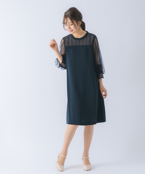 Rewde(ルゥデ)の「ハイネックレース切替ドレス(0R04-A2150)(ドレス・レディース・グリーン/ネイビー/ダークブルー・L/M)」の19枚目の写真