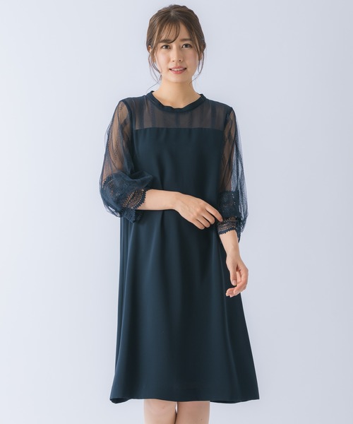 Rewde(ルゥデ)の「ハイネックレース切替ドレス(0R04-A2150)(ドレス・レディース・グリーン/ネイビー/ダークブルー・L/M)」の20枚目の写真