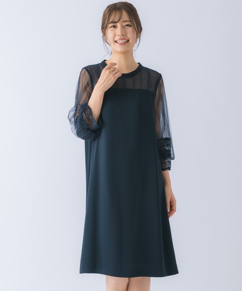 Rewde(ルゥデ)の「ハイネックレース切替ドレス(0R04-A2150)(ドレス・レディース・グリーン/ネイビー/ダークブルー・L/M)」の21枚目の写真