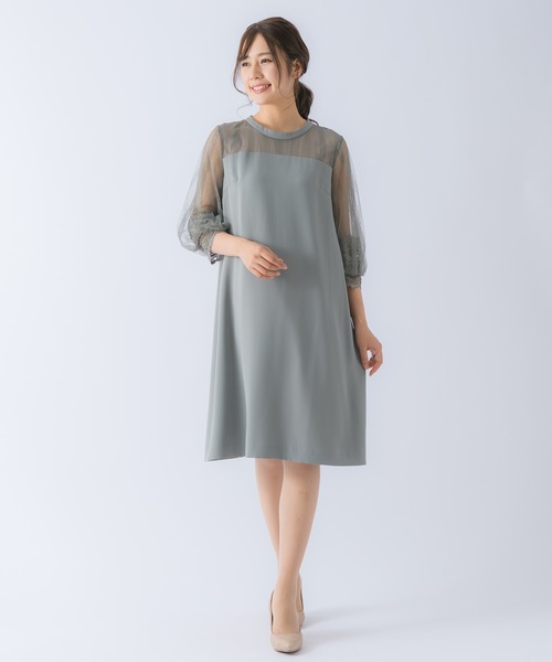 Rewde(ルゥデ)の「ハイネックレース切替ドレス(0R04-A2150)(ドレス・レディース・グリーン/ネイビー/ダークブルー・L/M)」の10枚目の写真