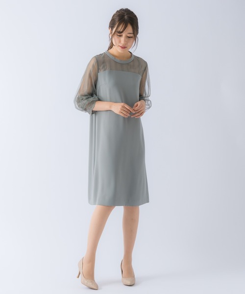 Rewde(ルゥデ)の「ハイネックレース切替ドレス(0R04-A2150)(ドレス・レディース・グリーン/ネイビー/ダークブルー・L/M)」の11枚目の写真