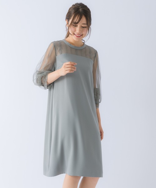 Rewde(ルゥデ)の「ハイネックレース切替ドレス(0R04-A2150)(ドレス・レディース・グリーン/ネイビー/ダークブルー・L/M)」の12枚目の写真